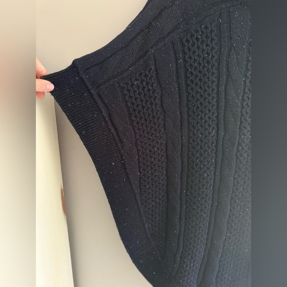 Talbots Blue Speckled Cable Knit Poncho Sweater Women’s SZ S Cotton Buttons - Picture 4 of 8